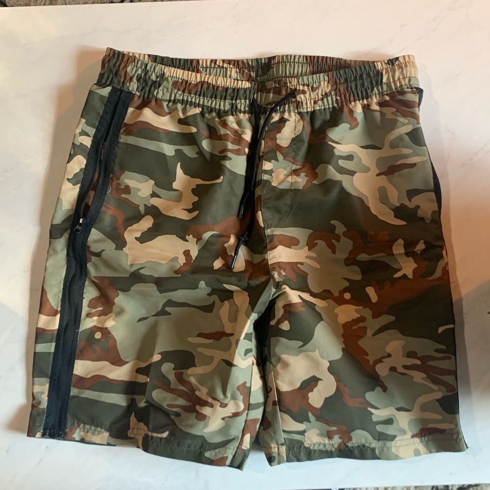 Original use camo shorts, swimsuit like material